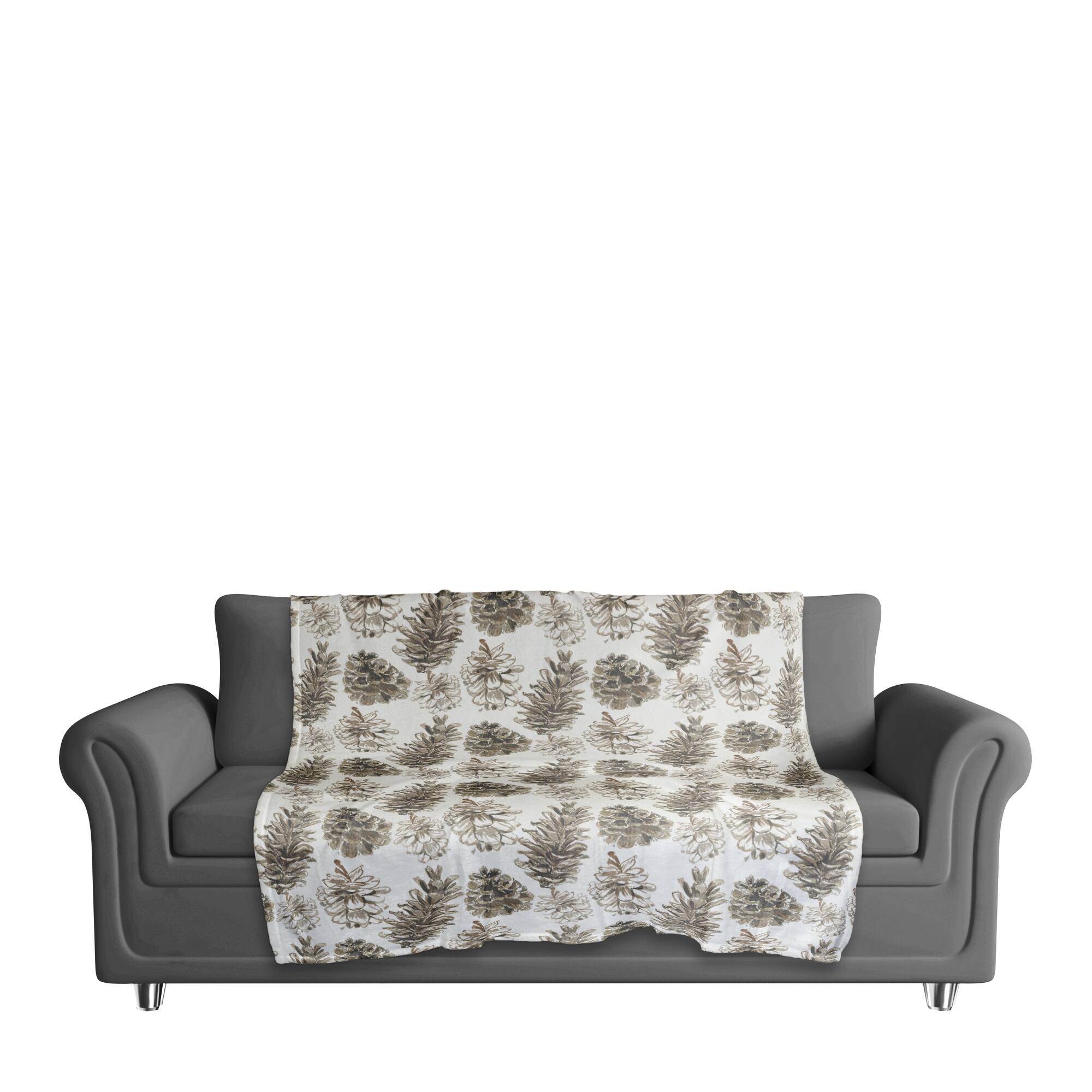 Pinecones on White Coral Fleece Blanket